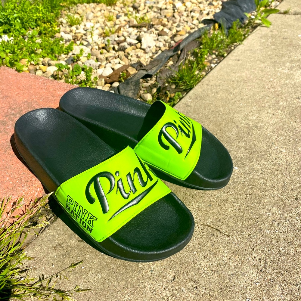 Neon green PINK slides